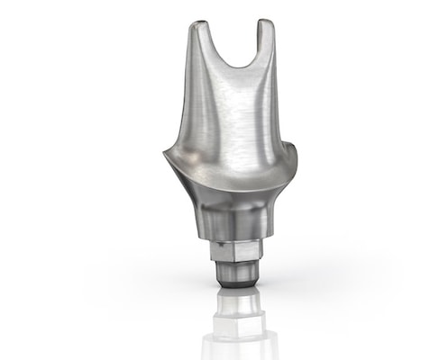 Single metal dental implant with a space for the restoration on top
