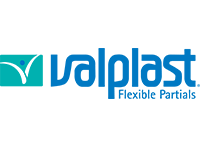Logo for Valplast Flexible Partials with green and blue coloring